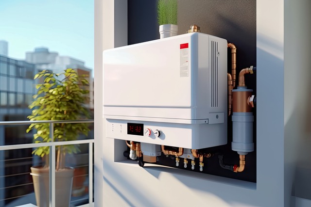 Wall Mounted Heating Innovation: Detailed View Of Double Circuit Combi Boiler Generative Ai