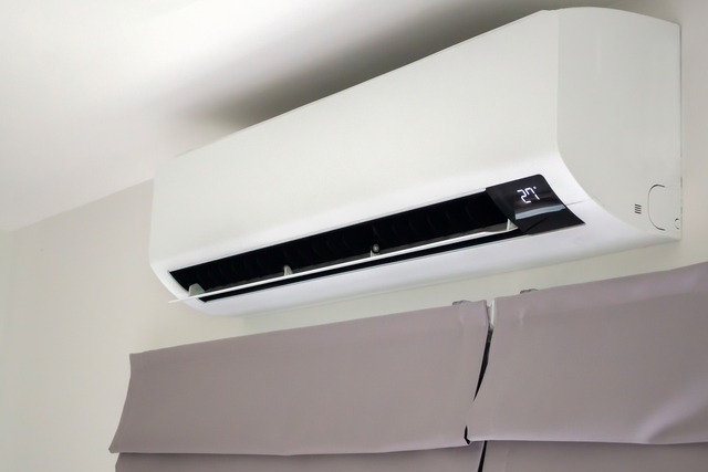Air Conditioner On White Wall Room Interior Background